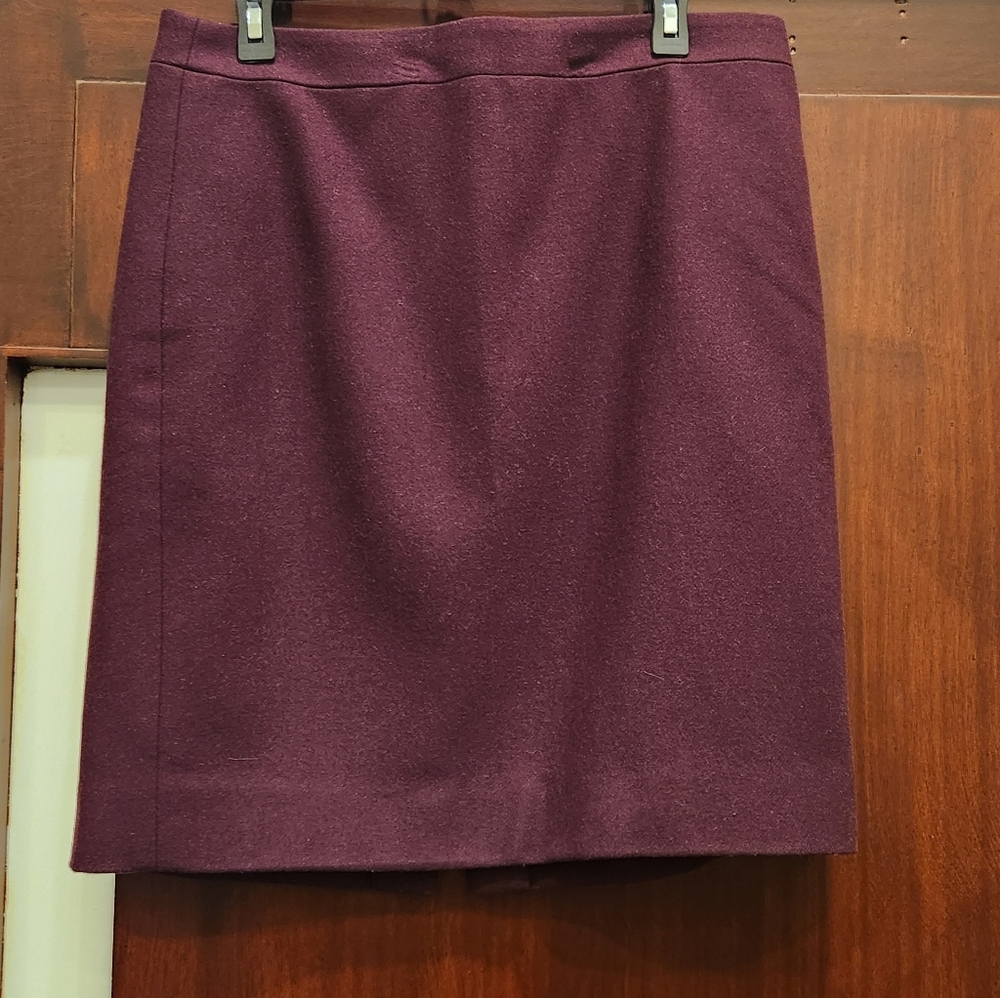 J. Crew 100% Wool Burgundy Mini Pencil Skirt